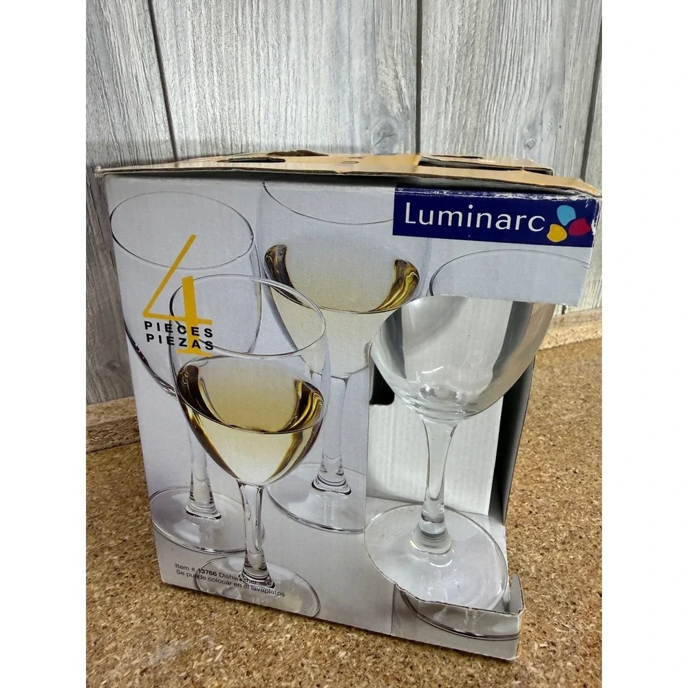 Luminarc Nuance Wine Glass Set 4 Piece 8.5 oz Clear Glass Made in France 13766